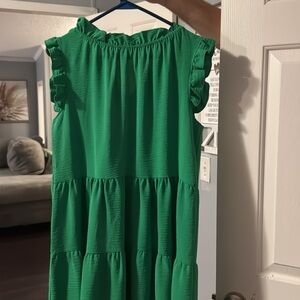 Green Ruffled Kids Dress